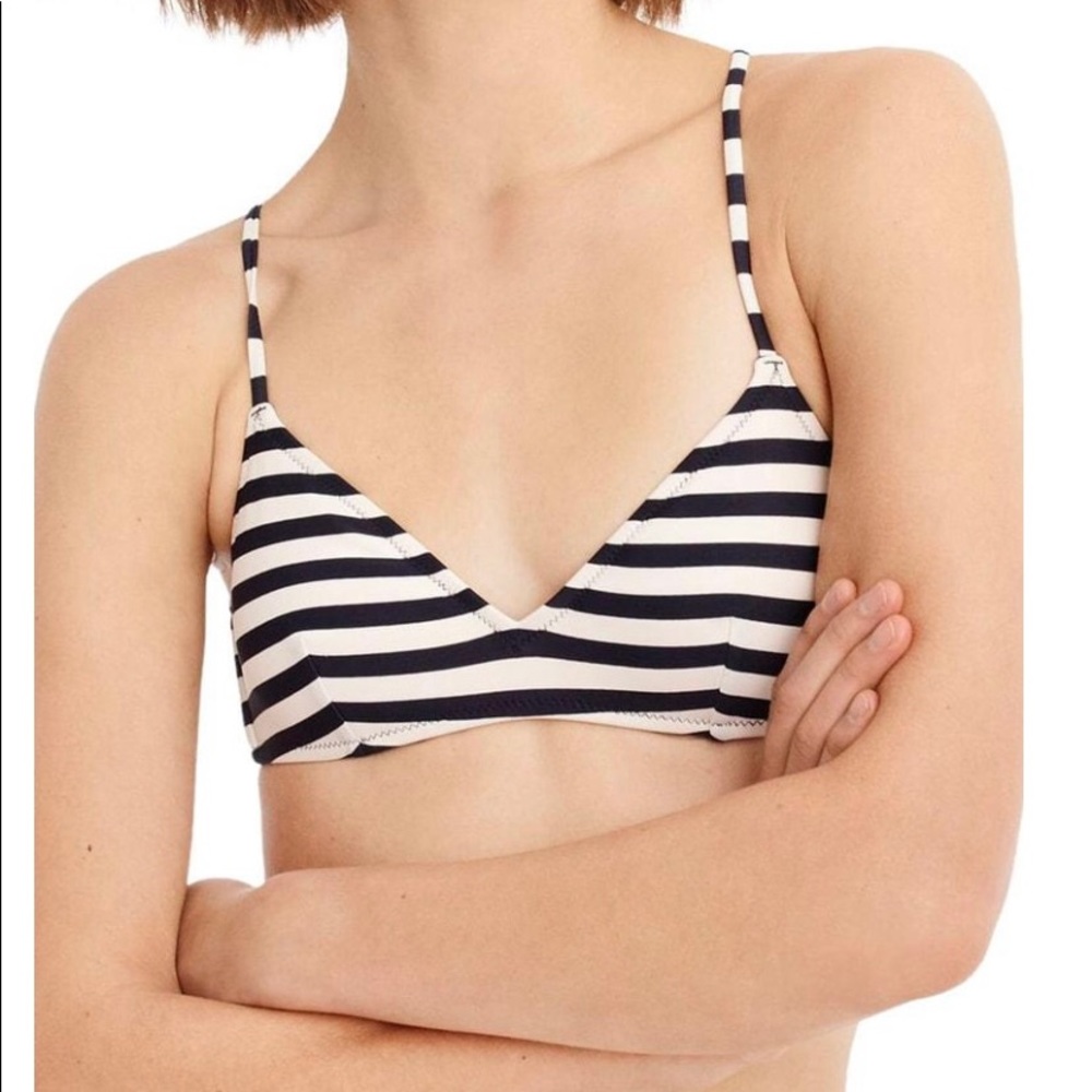 J. CREW French bikini top with surf hipster bottom, nautical stripe